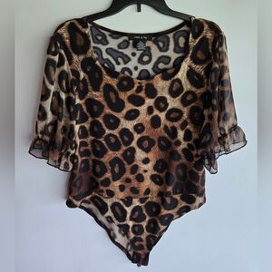 Adele & May XL Brown Leopard Print Bodysuit
